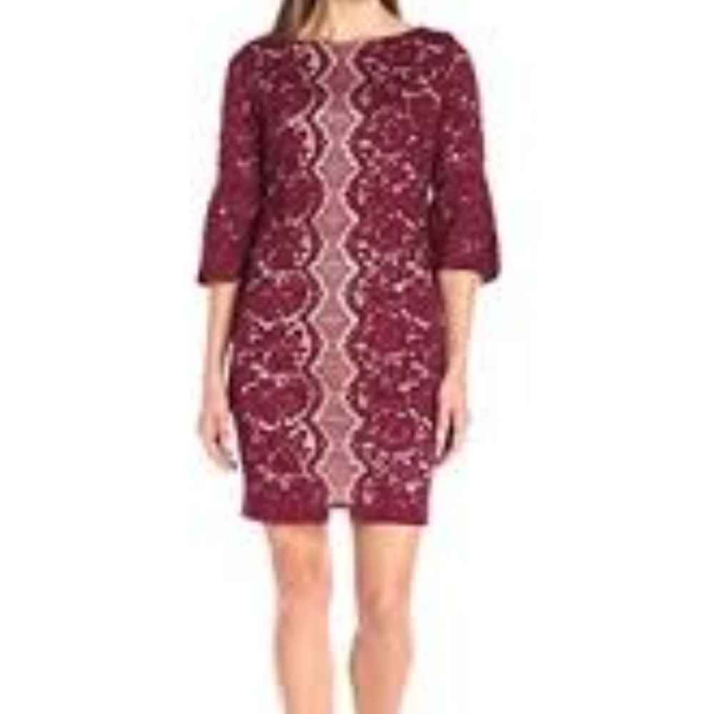 Julian Taylor Burgundy Lace Dress